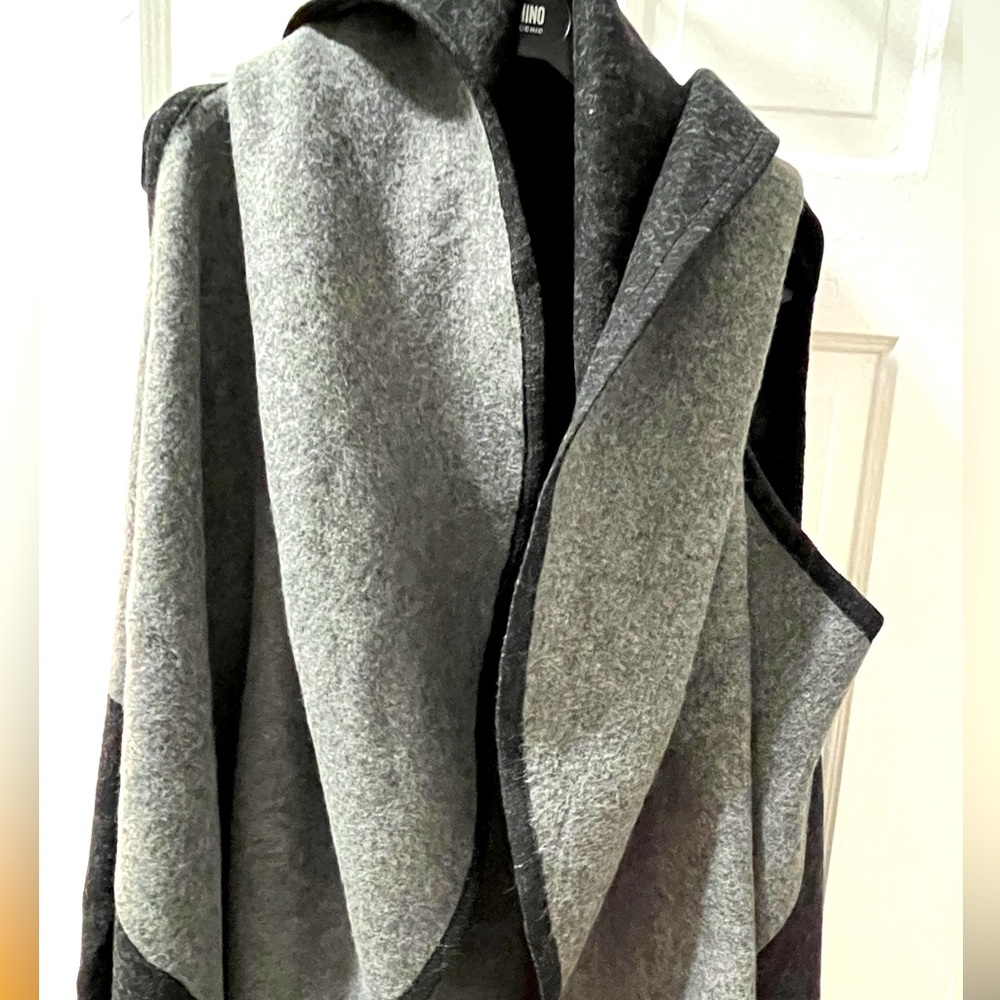 Shawl Vest Black and Grey